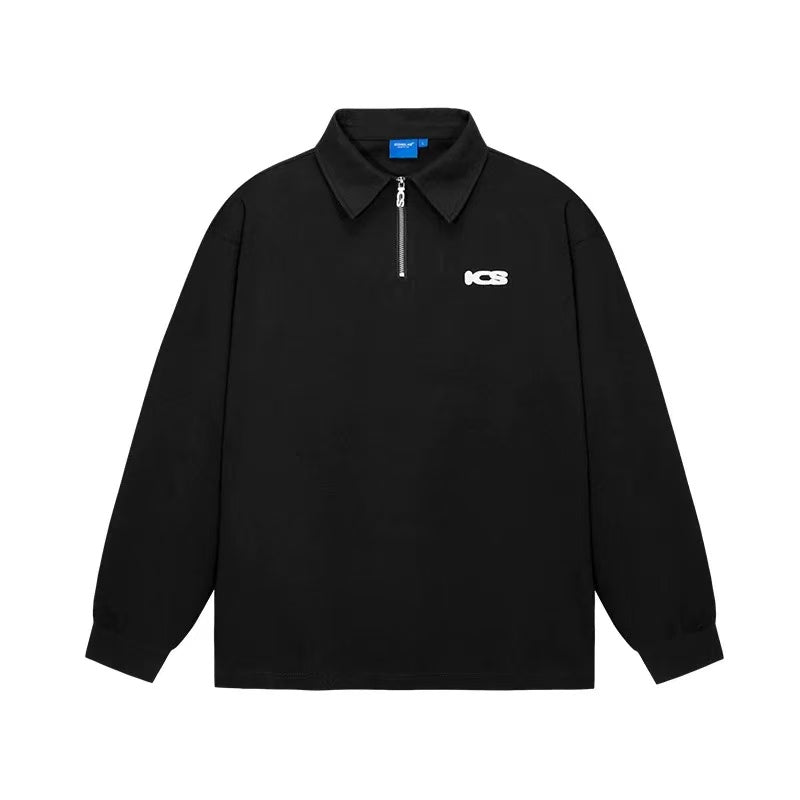 ICONSLAB Monogram Half-zip Long-sleeve Polo Shirt