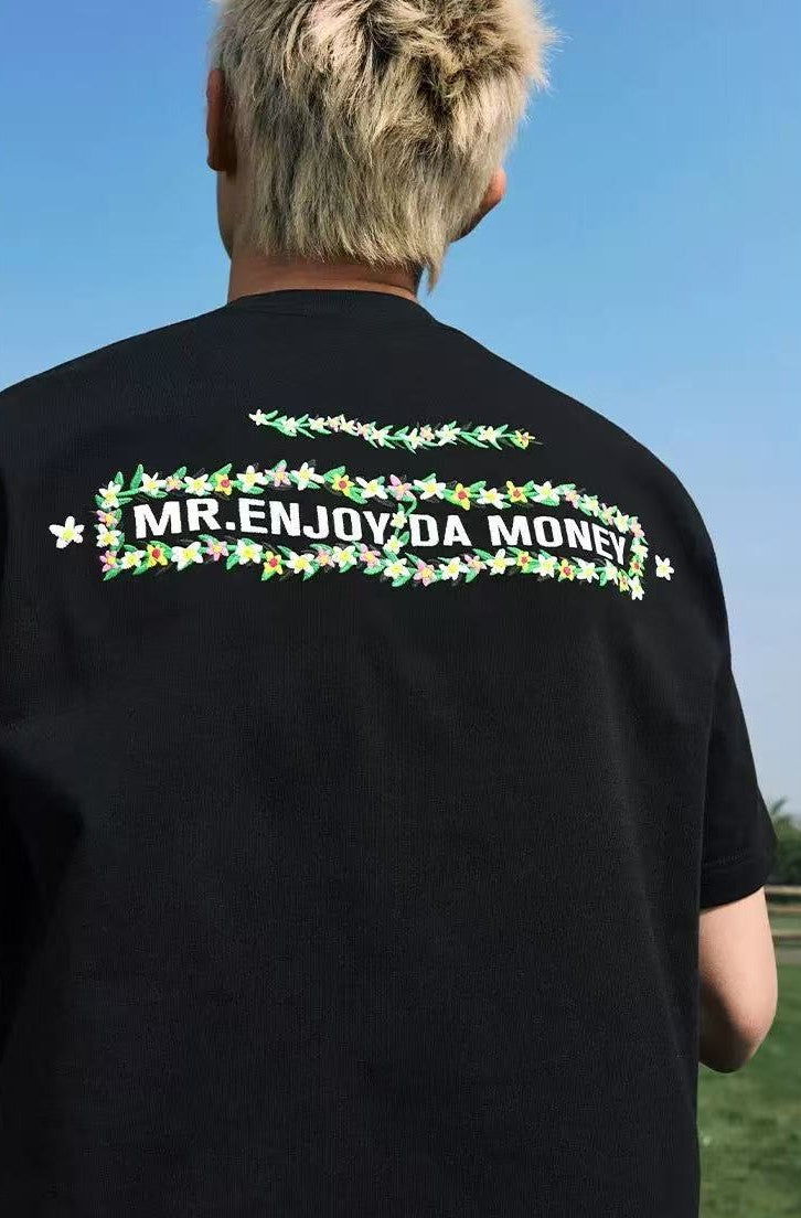 MEDM Embroidered wreath short-sleeved T-shirt