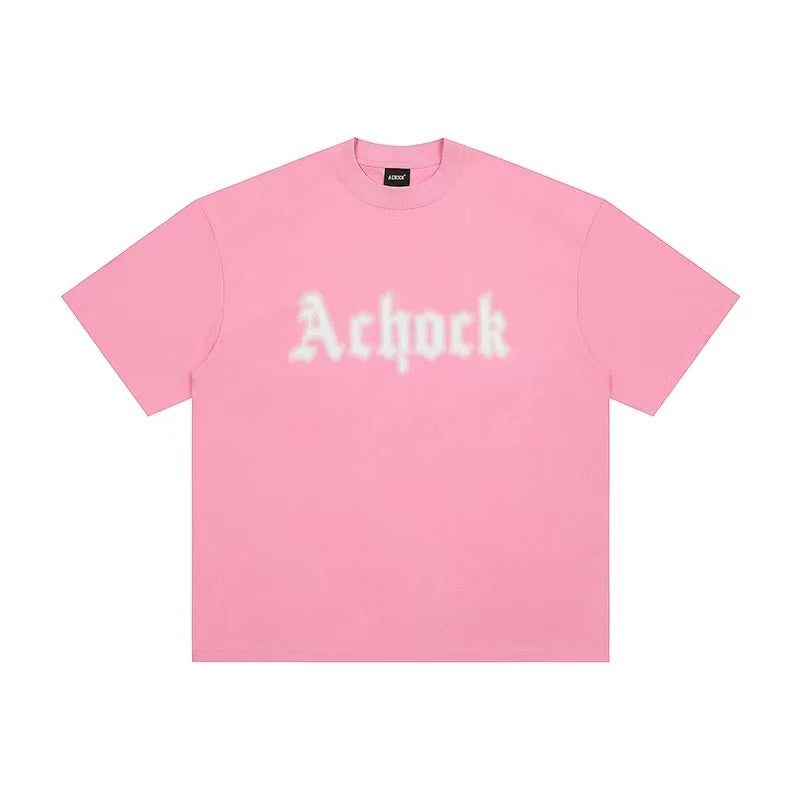 ACHOCK Simple Dot Logo Blur Printed T-shirt