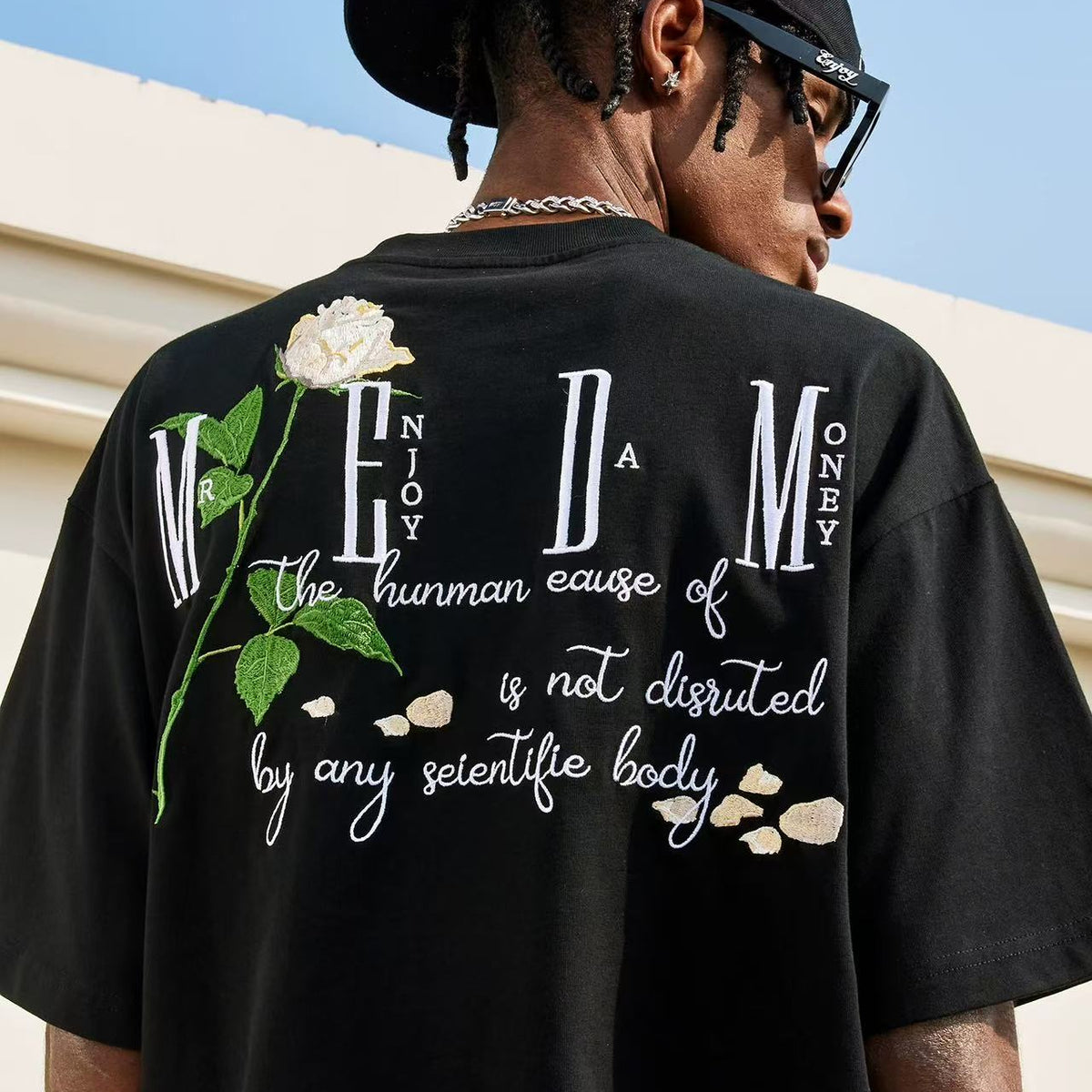 MEDM Rose embroidery Short-sleeved T-shirt