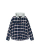 ACHOCK Contrast Blue Plaid Hooded Long-sleeve Shirt