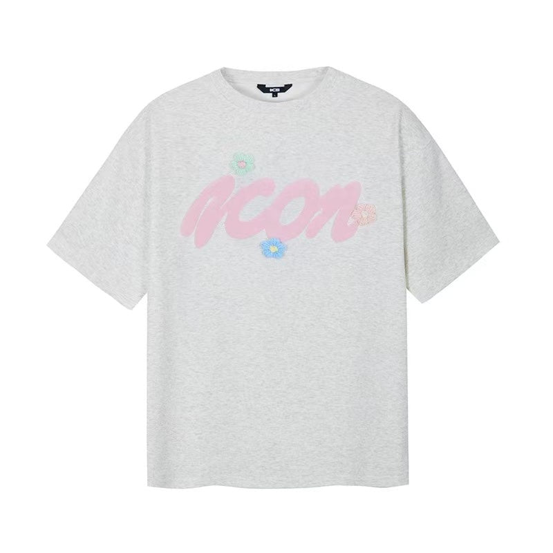 ICONSLAB 3-D Woolen Flower Logo T-shirt