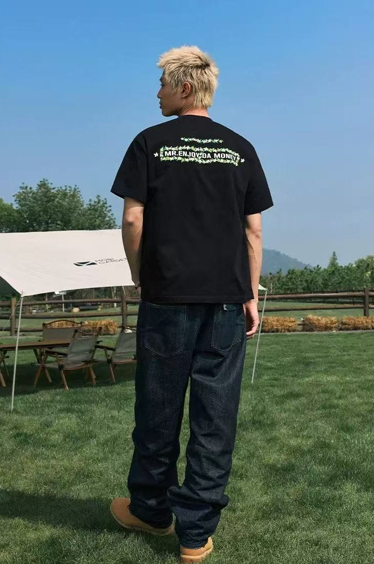 MEDM Embroidered wreath short-sleeved T-shirt