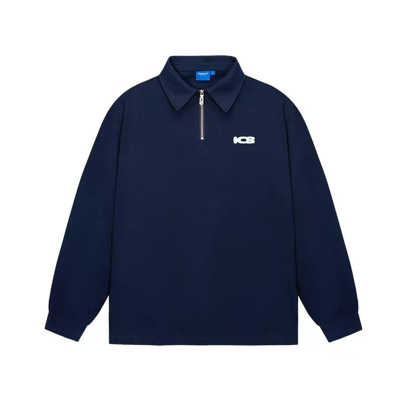 ICONSLAB Monogram Half-zip Long-sleeve Polo Shirt