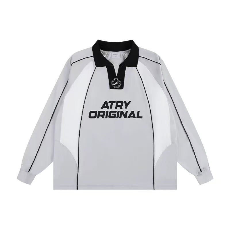 ATRY Contrast Color Patchwork Printed POLO Jersey